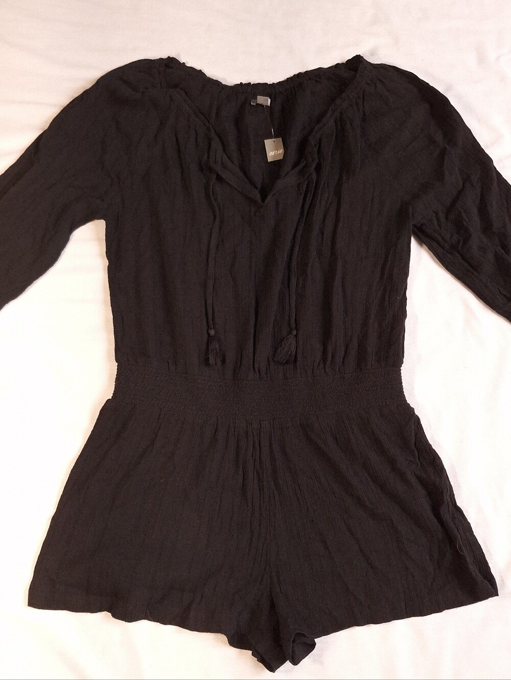 Aerie NWT Black Short Sleeve Shorts Romper, Medium